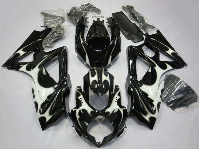 2008-2010 Glossy Black White Suzuki GSXR 600 / GSXR 750 Motorcycle Fairings