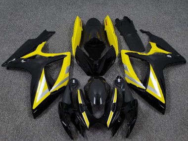 2006-2007 Glossy Black Yellow Silver OEM Style Suzuki GSXR 600 / GSXR 750 Motorcycle Fairings