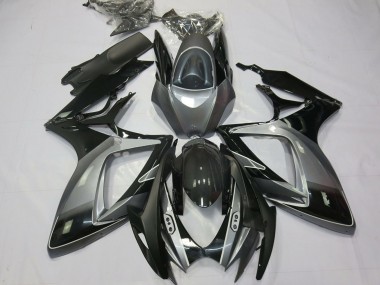 2006-2007 Grey Glossy Black Stripe Suzuki GSXR 600 / GSXR 750 Motorcycle Fairings