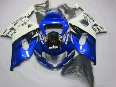 2001-2003 White Blue Glossy Black Suzuki GSXR 600 / GSXR 750 Motorcycle Fairings