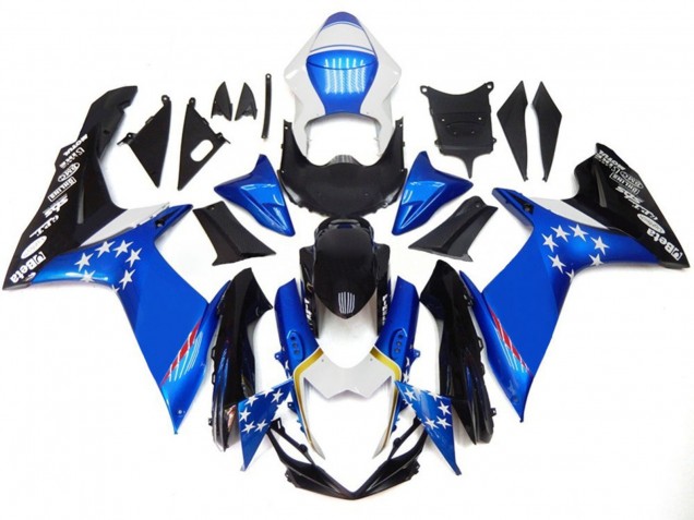 2011-2024 Blue Style with Red Stars Suzuki GSXR 600 / GSXR 750 Motorcycle Fairings