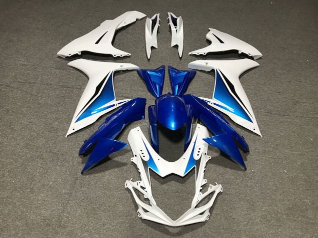 2011-2024 Blue White Custom Suzuki GSXR 600 / GSXR 750 Motorcycle Fairings