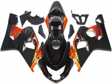 2004-2005 Glossy Black Orange OEM Style Suzuki GSXR 600 / GSXR 750 Motorcycle Fairings