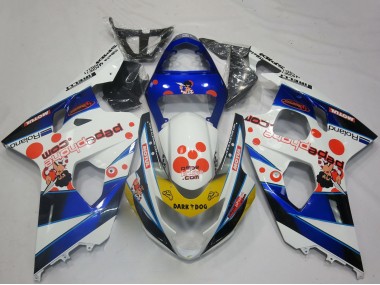 2004-2005 White Blue Red Yellow Black Dark Dog Suzuki GSXR 600 / GSXR 750 Motorcycle Fairings
