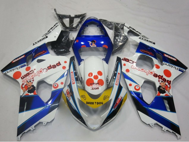 2004-2005 White Blue Red Yellow Black Dark Dog Suzuki GSXR 600 / GSXR 750 Motorcycle Fairings