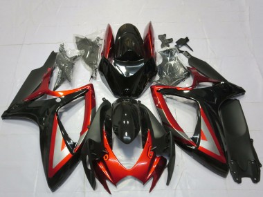 2006-2007 Glossy Black Red Silver Suzuki GSXR 600 / GSXR 750 Motorcycle Fairings