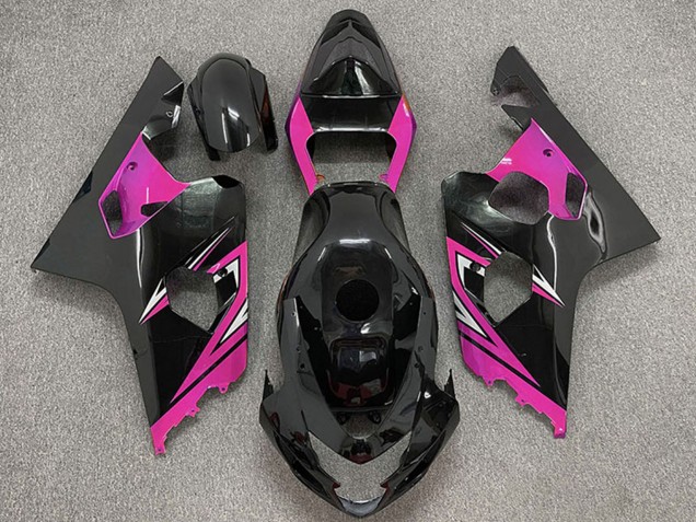 2004-2005 Glossy Black Pink Suzuki GSXR 600 / GSXR 750 Motorcycle Fairings