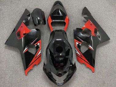 2004-2005 Glossy Black Red Suzuki GSXR 600 / GSXR 750 Motorcycle Fairings
