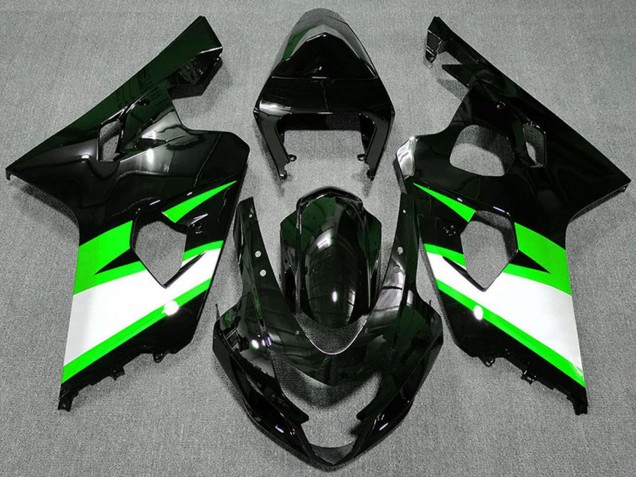 2004-2005 Glossy Black Green White Suzuki GSXR 600 / GSXR 750 Motorcycle Fairings