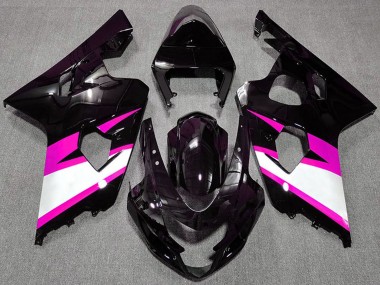 2004-2005 Glossy Black Pink White Suzuki GSXR 600 / GSXR 750 Motorcycle Fairings