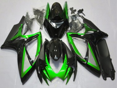 2006-2007 Green Glossy Black Matte Black Suzuki GSXR 600 / GSXR 750 Motorcycle Fairing