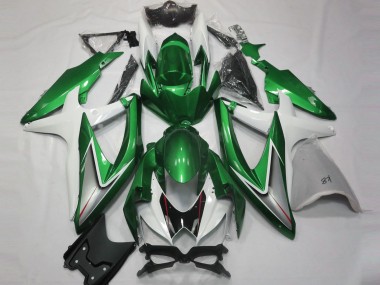 2008-2010 White Green Silver Glossy Black Suzuki GSXR 600 / GSXR 750 Motorcycle Fairings