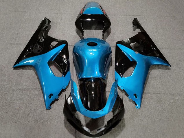 2001-2003 Light Blue Glossy Black Suzuki GSXR 600 / GSXR 750 Motorcycle Fairings