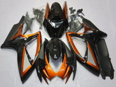 2006-2007 Orange Glossy Black Matte Black Suzuki GSXR 600 / GSXR 750 Motorcycle Fairings