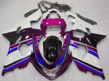 2004-2005 White Pink Blue Glossy Black Suzuki GSXR 600 / GSXR 750 Motorcycle Fairings