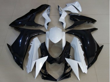 2011-2024 White Glossy Black Suzuki GSXR 600 / GSXR 750 Motorcycle Fairings