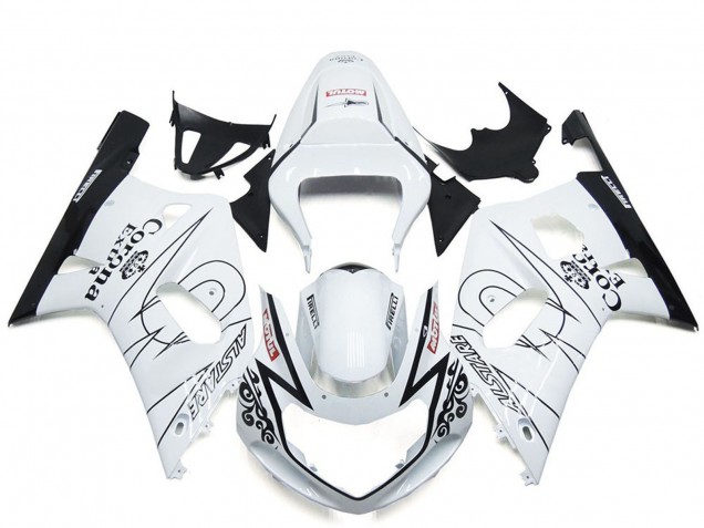 2001-2003 White Black Corona Alstare Suzuki GSXR 600 / GSXR 750 Motorcycle Fairing