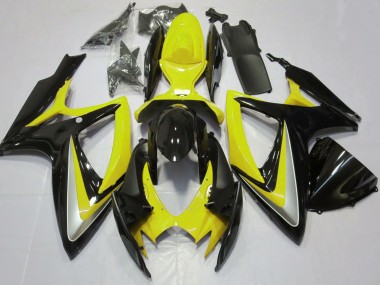 2006-2007 Yellow Glossy Black Suzuki GSXR 600 / GSXR 750 Motorcycle Fairings