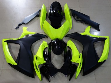 2006-2007 Neon Yellow Glossy Black Matte Black Suzuki GSXR 600 / GSXR 750 Motorcycle Fairings