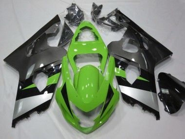 2004-2005 Green Silver Glossy Black Suzuki GSXR 600 / GSXR 750 Motorcycle Fairing