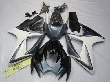 2006-2007 White Grey Glossy Black Suzuki GSXR 600 / GSXR 750 Motorcycle Fairings