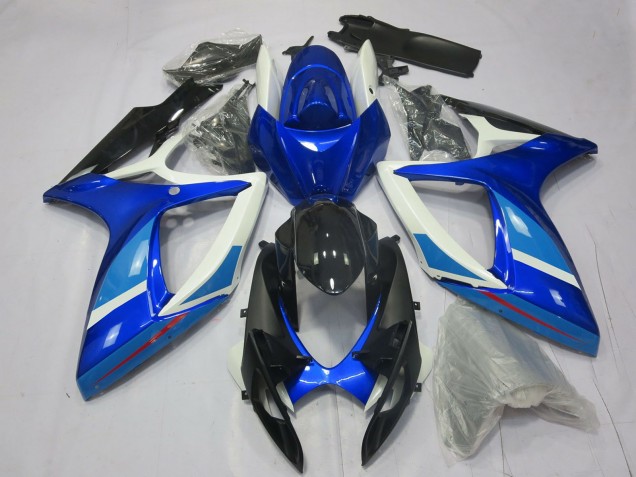 2006-2007 White Blue Glossy Black Suzuki GSXR 600 / GSXR 750 Motorcycle Fairing