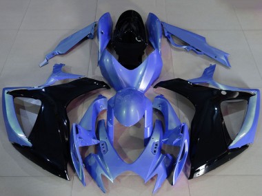 2006-2007 Light Blue Glossy Black Suzuki GSXR 600 / GSXR 750 Motorcycle Fairings