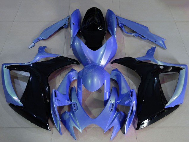 2006-2007 Light Blue Glossy Black Suzuki GSXR 600 / GSXR 750 Motorcycle Fairings