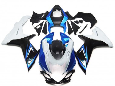 2011-2024 White Light Blue Glossy Black Suzuki GSXR 600 / GSXR 750 Motorcycle Fairings