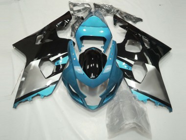 2004-2005 Light Blue Silver Glossy Black Suzuki GSXR 600 / GSXR 750 Motorcycle Fairings