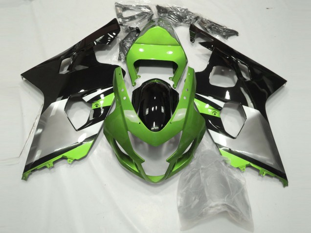 2004-2005 Green Silver Glossy Black Suzuki GSXR 600 / GSXR 750 Motorcycle Fairings