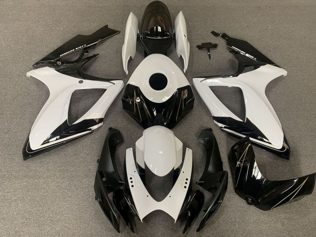 2006-2007 White Glossy Black Suzuki GSXR 600 / GSXR 750 Motorcycle Fairings