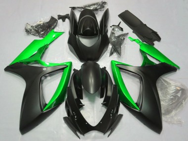 2006-2007 Matte Black Green Suzuki GSXR 600 / GSXR 750 Motorcycle Fairings
