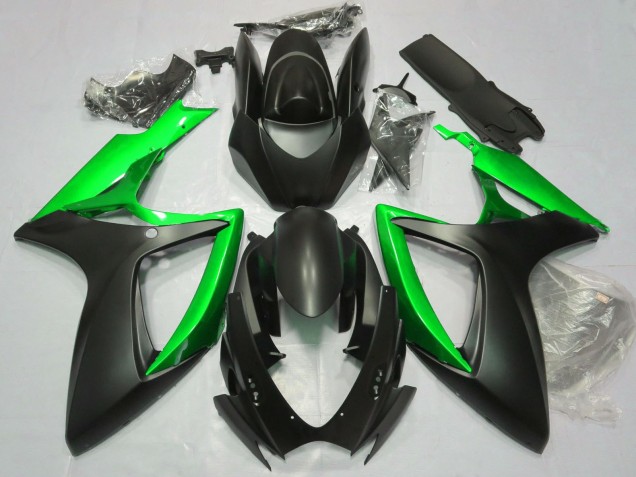 2006-2007 Matte Black Green Suzuki GSXR 600 / GSXR 750 Motorcycle Fairings