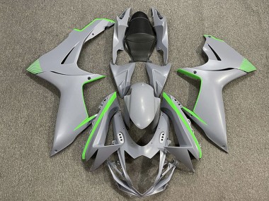 2011-2024 Matte Nardo Grey Green Accents Suzuki GSXR 600 / GSXR 750 Motorcycle Fairings