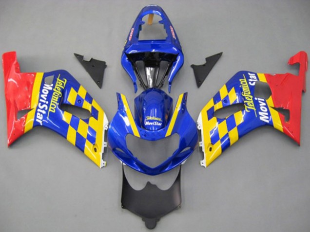 2001-2003 Blue Yellow Red Telefonica MoviStar Suzuki GSXR 600 / GSXR 750 Motorcycle Fairings