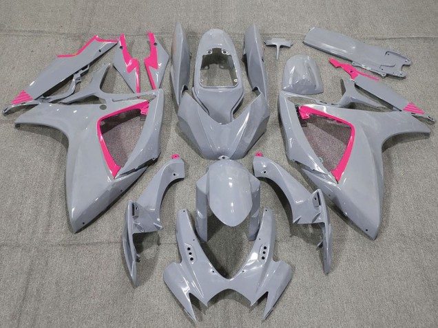 2006-2007 Nardo Grey and Pink Trim Suzuki GSXR 600 / GSXR 750 Motorcycle Fairings