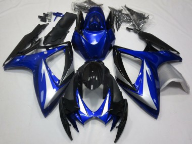 2006-2007 Blue Silver Glossy Black OEM Style Suzuki GSXR 600 / GSXR 750 Motorcycle Fairings