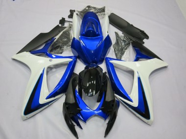 2006-2007 White Blue Glossy Black OEM Style Suzuki GSXR 600 / GSXR 750 Motorcycle Fairings