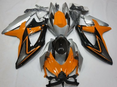 2008-2010 Silver Orange Glossy Black Suzuki GSXR 600 / GSXR 750 Motorcycle Fairings