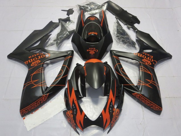 2006-2007 Matte Black Orange Corona Extra Alstare Motul Suzuki GSXR 600 / GSXR 750 Motorcycle Fairings