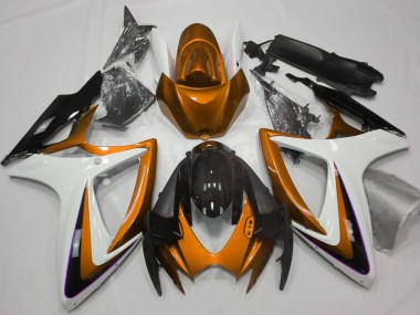 2006-2007 Orange White Glossy Black Suzuki GSXR 600 / GSXR 750 Motorcycle Fairings
