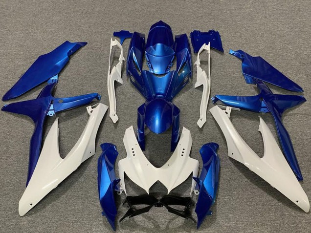 2008-2010 White Blue Suzuki GSXR 600 / GSXR 750 Motorcycle Fairings