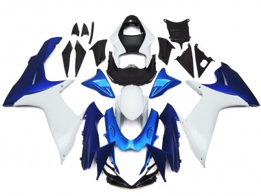 2011-2024 White Blue Suzuki GSXR 600 / GSXR 750 Motorcycle Fairings