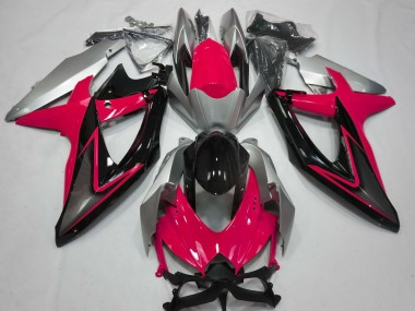 2008-2010 Silver Red Glossy Black Suzuki GSXR 600 / GSXR 750 Motorcycle Fairings