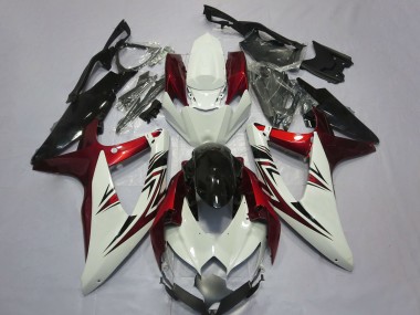 2008-2010 White Red Glossy Black Suzuki GSXR 600 / GSXR 750 Motorcycle Fairings