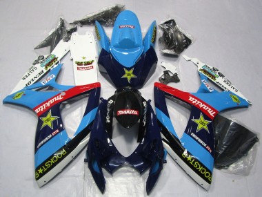 2006-2007 Blue White Red Glossy Black Rockstar Suzuki GSXR 600 / GSXR 750 Motorcycle Fairings