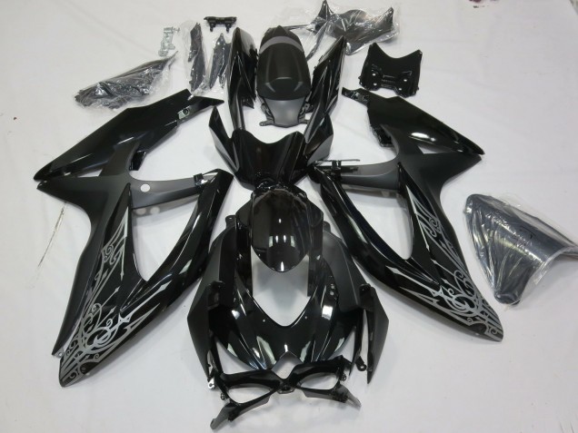 2008-2010 Glossy Black Silver Suzuki GSXR 600 / GSXR 750 Motorcycle Fairings
