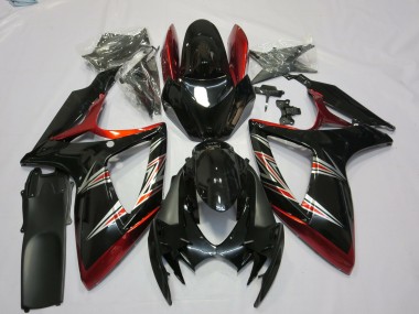 2006-2007 Red Glossy Black Suzuki GSXR 600 / GSXR 750 Motorcycle Fairings