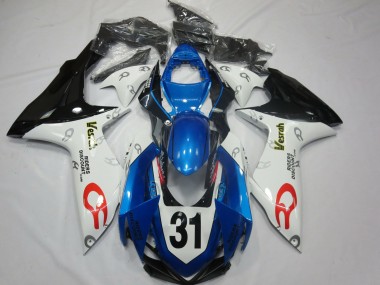 2011-2024 White Blue Glossy Black Vesrah 31 Suzuki GSXR 600 / GSXR 750 Motorcycle Fairings